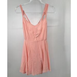 Kimchi Blue Scarlett Mini Fit & Flare Skater Dress Size 6 Pink Strappy